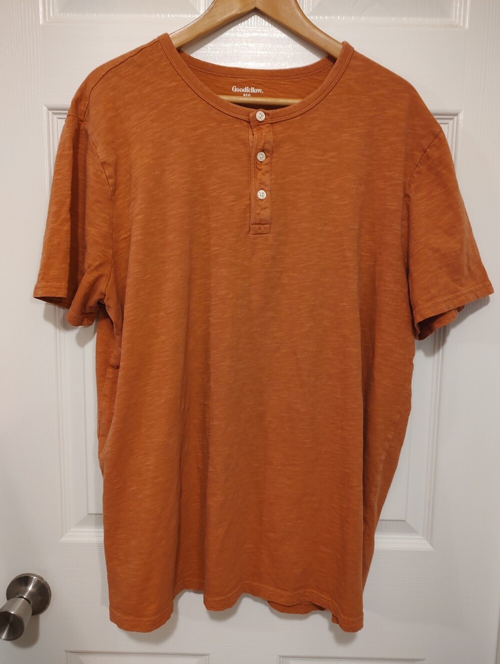 Goodfellow & Co Rust Orange Short-Sleeve Henley Button-Down